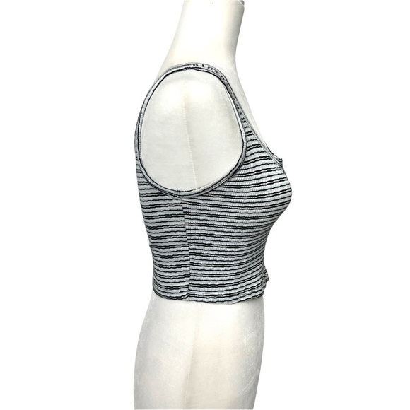 Topshop White With Black & Blue Stripes Sleeveless Crop Top - Size 4 - Picture 5 of 9